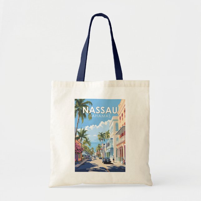 Nassau Bahamas Travel Art Vintage Tygkasse (Framsidan)