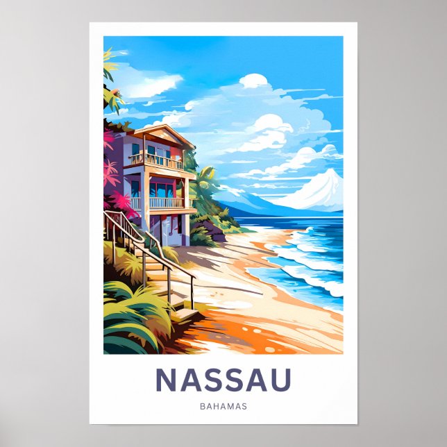 Nassau Bahamas Travel Print Poster (Framsidan)
