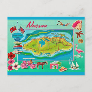 Nassau Bahamas Vintage Karta Vykort