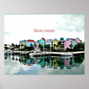 Nassau Bahamas-vykort Poster