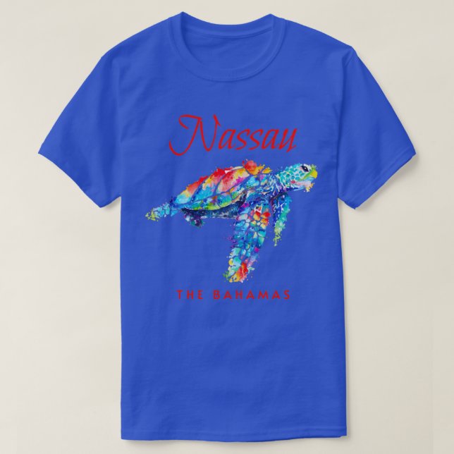 Nassau Bahamas Watercolor Sea Turtle1 T Shirt (Design framsida)