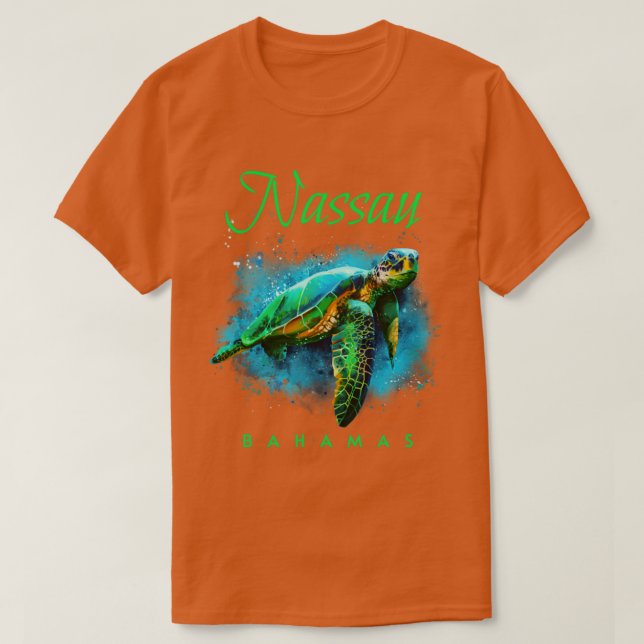 Nassau Bahamas Watercolor Sea Turtle T Shirt (Design framsida)