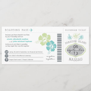 Nassau Boarding Pass Wedding bjudande Inbjudningar