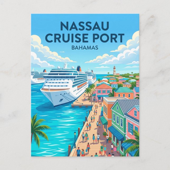 Nassau kryssningshamn Bahamas Vykort (Framsida)