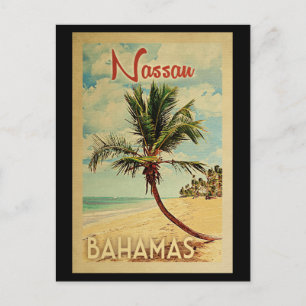 Nassau vykort Palmträd Vintage Resa Bahamas
