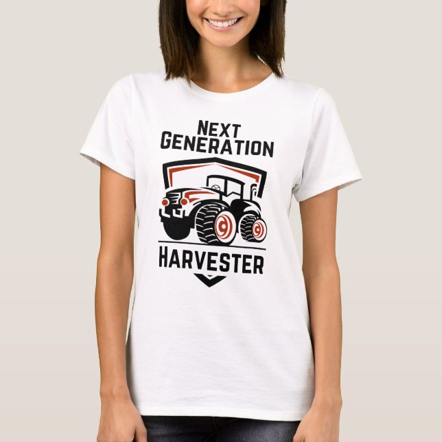 Nästa Generation Harvester Modern Tractor T-Shirt (Framsida)
