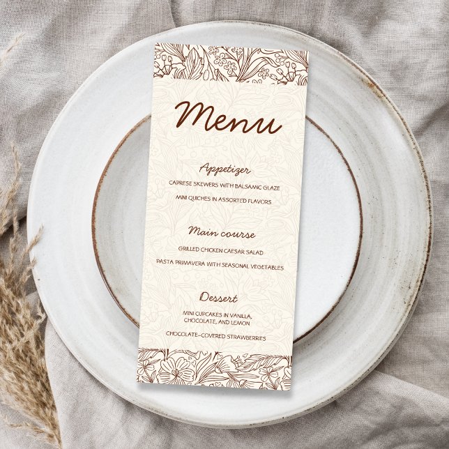 Nästa kapitel Blommig Brun Bröllopsdusch Meny (Next Chapter Floral Brown Bridal Shower Menu)