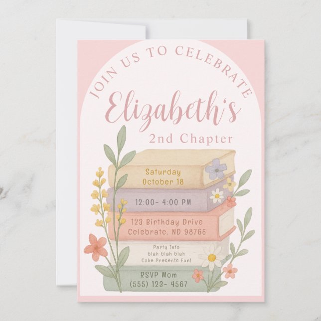 Nästa kapitel Bok Théme Birthday Inbjudan (Framsida)