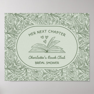Nästa kapitel bokklubb grön bröllopsdusch poster