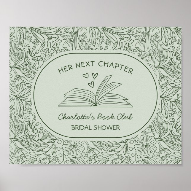 Nästa kapitel bokklubb grön bröllopsdusch poster (Framsidan)