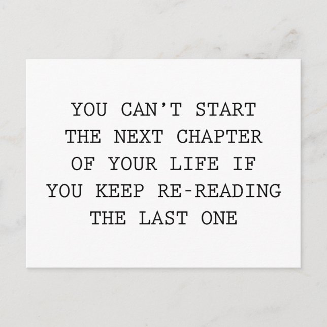 Nästa kapitel i ditt liv vykort (Framsida)