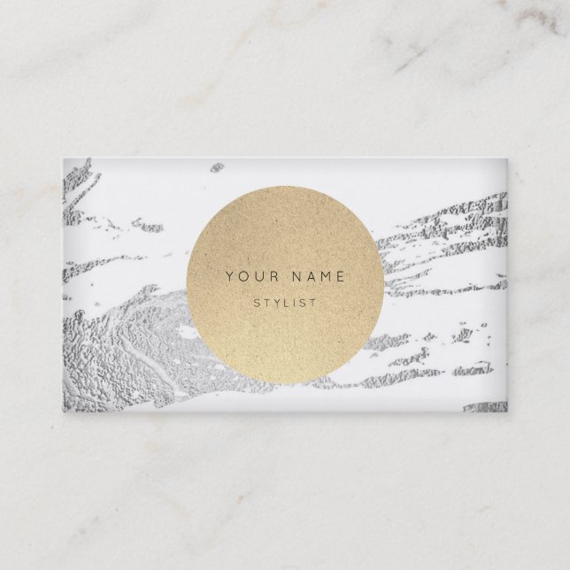 Nästa Möte cirkel Kraft Silver Grått Marble Tidsbeställning Kort (Framsida)