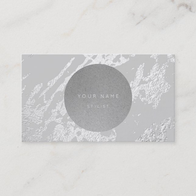 Nästa Möte cirkel Kraft Silver Grått Marble Tidsbeställning Kort (Framsida)