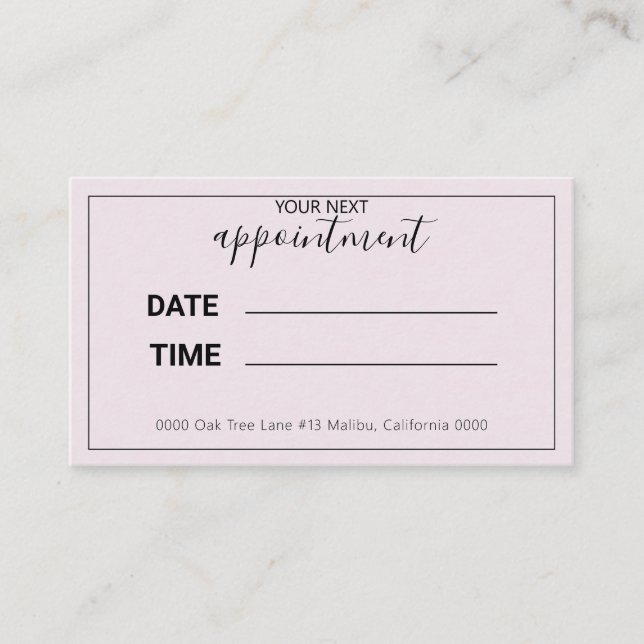 Nästa Möte pastellLila Tidsbeställning Kort (Framsida)