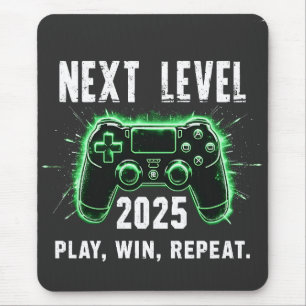 Nästa nivå 2025 Play Win Repeat Funny Gaming Gamer Musmatta