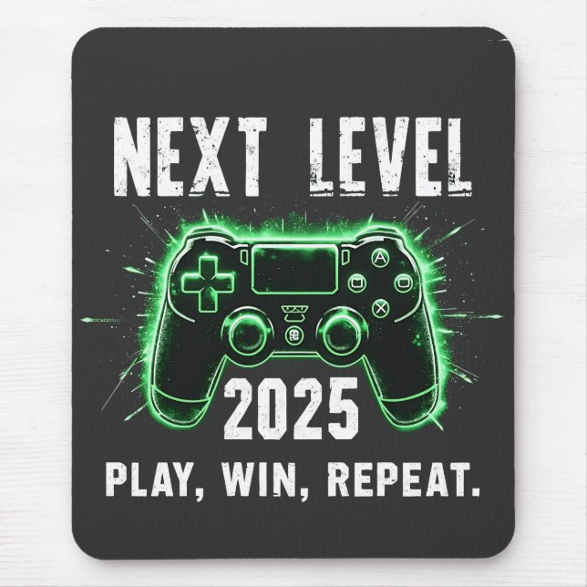 Nästa nivå 2025 Play Win Repeat Funny Gaming Gamer Musmatta (Framsidan)
