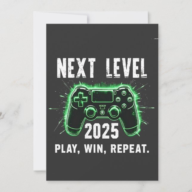 Nästa nivå 2025 Play Win Repeat Funny Gaming Gamer Tack Kort (Framsida)