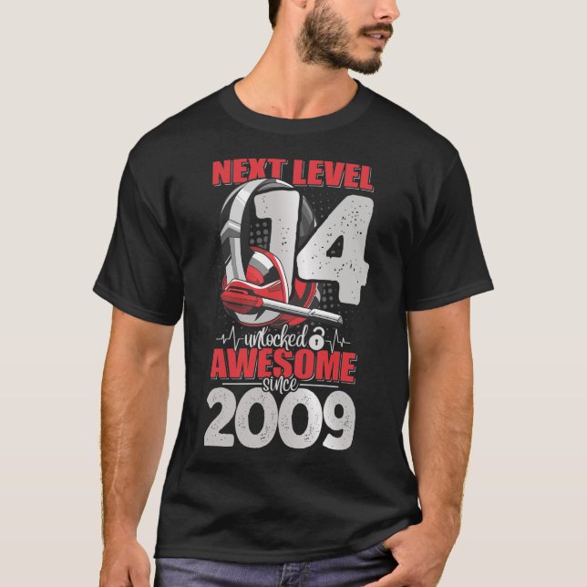 Nästa nivå olåst 14-årig pojke 2009-headset t shirt (Framsida)