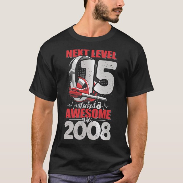 Nästa nivå olåst 15-årig Boy 2008 Headset T Shirt (Framsida)