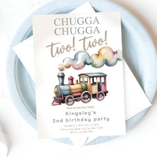 Nästa stopp: 2 år! Tågfödelsedagsfest Inbjudningar