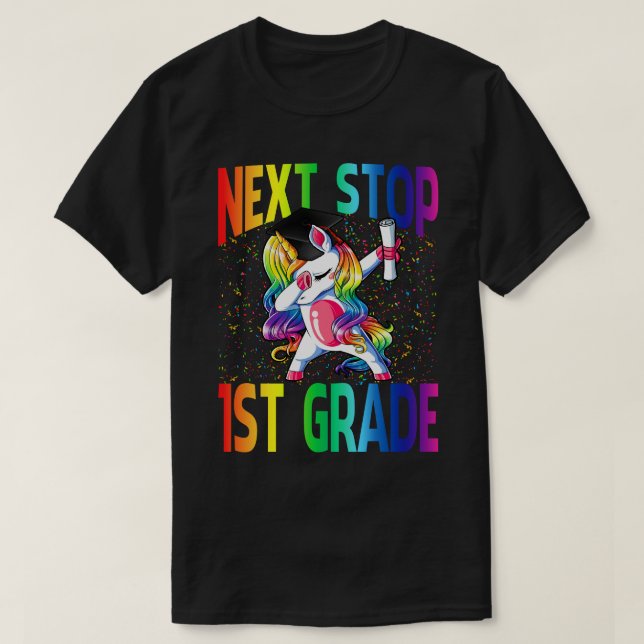 Nästa stopp för 1:a Klass-Studenten-enmajs T Shirt (Design framsida)