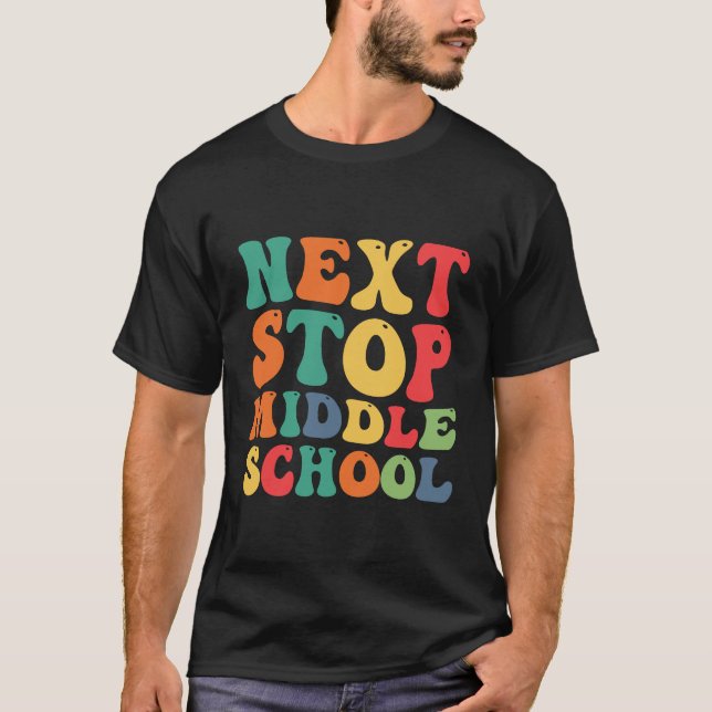 Nästa stopp för Mitten School Funny Groovy Student T Shirt (Framsida)
