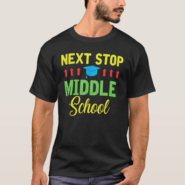 Nästa stopp i Mitten School Funny Studenten Cl frå T Shirt (Framsida)