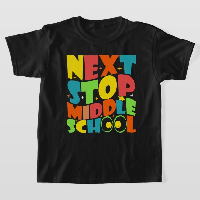 Nästa stopp i Mitten School Roliga meningar Kids T Shirt (Laydown)