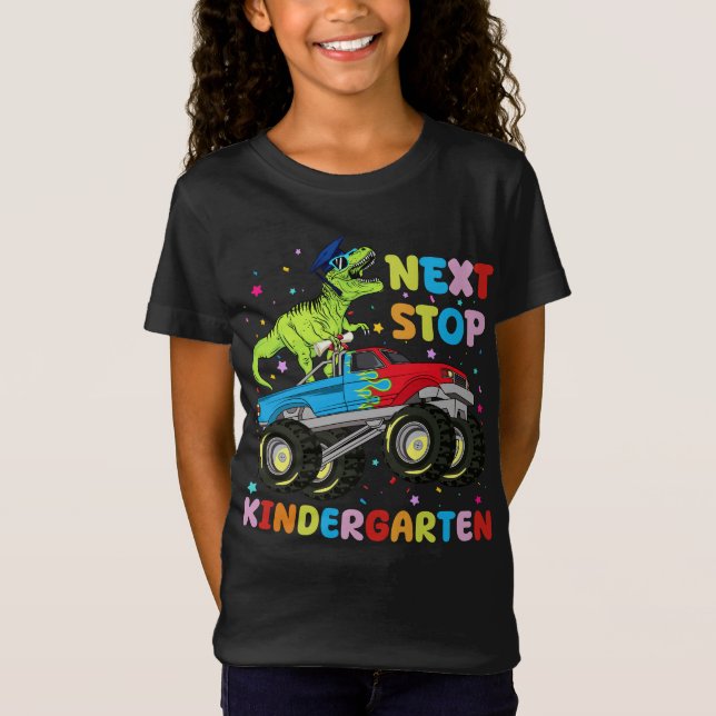 Nästa stopp Kindergarten Monster Lastbil T Shirt (Framsida)