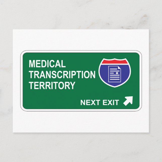 Nästa utträde för medicinsk transkription vykort (Framsida)