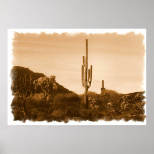 Nästan borta (öknen i sepia) utskrift poster