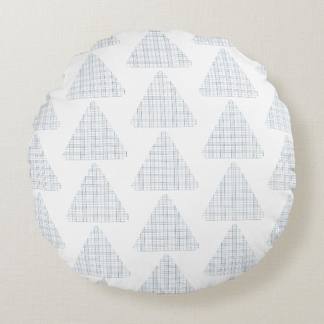 Nästan en Tartan Triangle Blue Round Pillow Rund Kudde (Framsidan)