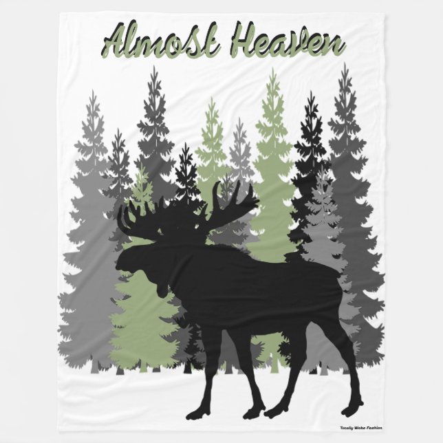 Nästan Heaven Rustic Moose Fleece Blanket (Framsidan)