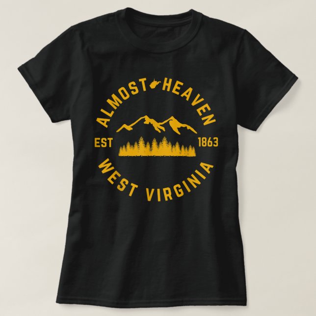 Nästan Heaven Väster Virginia Mountains Forest WV  T Shirt (Design framsida)