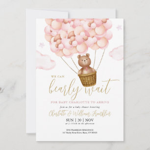 Nästan inte kunna vänta Teddybjörn Rosa QR-kod Bab Inbjudningar