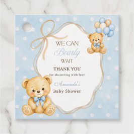 Nästan inte vänta Blå Björn Pojke Baby Shower Fest Gåvor Etiketter