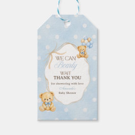 Nästan Inte Vänta Blå Björn Pojke Baby Shower Fest Presentetikett