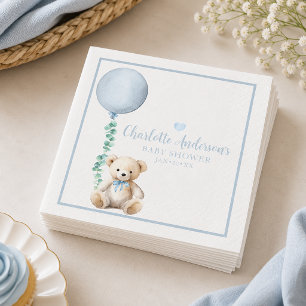 Nästan inte vänta Blå Teddybjörn Baby Shower Serve Pappersservett