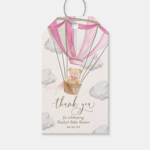 Nästan inte vänta Nalle Rosa Tack Baby Shower Presentetikett