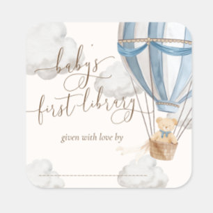 Nästan inte vänta nallebjörn för bibliotekets bokm fyrkantigt klistermärke