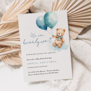 Nästan Inte Vänta Nallebjörn Pojke Baby Shower Inb Inbjudningar
