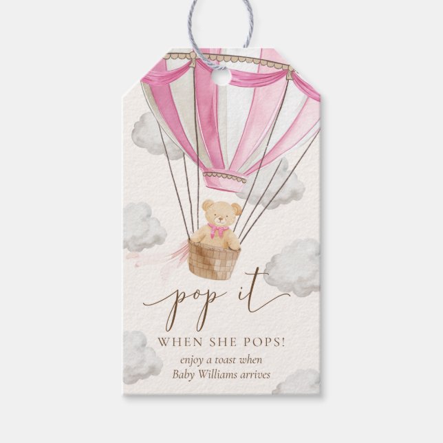 Nästan inte vänta nallebjörn Rosa Poppa den när ho Presentetikett (Framsidan)