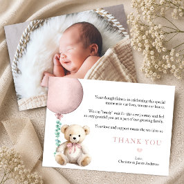Nästan inte vänta Rosa Teddybjörn Baby Tacksamhets Tack Kort