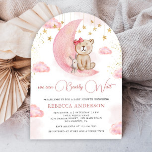 Nästan inte vänta rosa teddybjörn valv baby shower inbjudningar