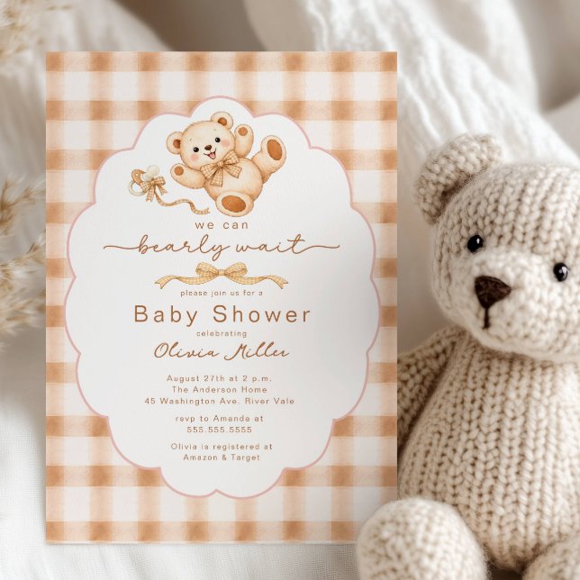 Nästan inte vänta Teddybjörn Baby Shower Inbjudan (Skapare uppladdad)