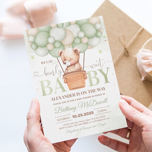 Nästan inte vänta Teddybjörn Baby Shower-inbjudan Inbjudningar (Skapare uppladdad)