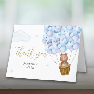 Nästan inte vänta teddybjörn Blå pojke baby shower Tack Kort