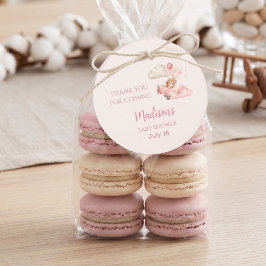 Nästan inte vänta tjej baby shower rund gåvor etiketter