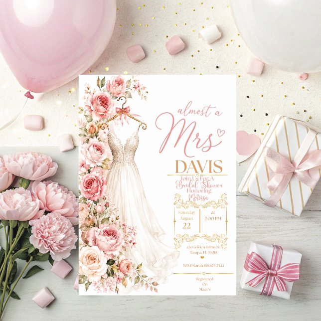 Nästan Mrs. Bröllopsdusch-inbjudan  Inbjudningar (Almost a Mrs. Bridal Shower Invitation.)