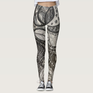 Nästan Överallt 3 Svart & Vitt Akryl Målning Leggings